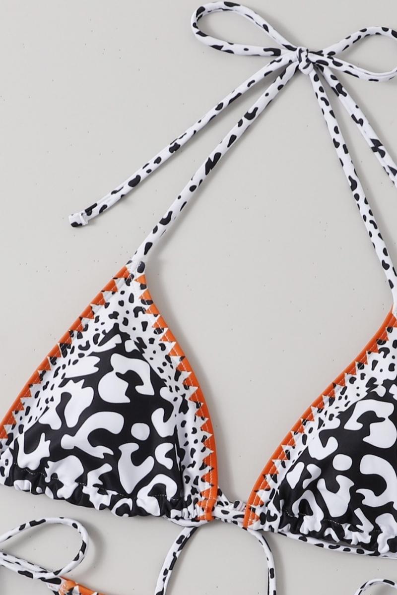 Black White Leopard Print Bikini Set