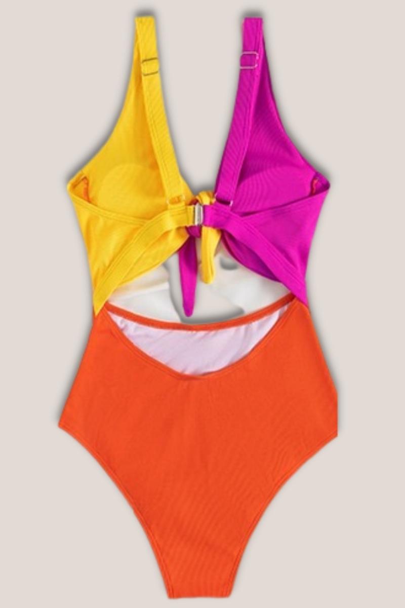 Cut Out Front Tie One Bathing Swimsuit