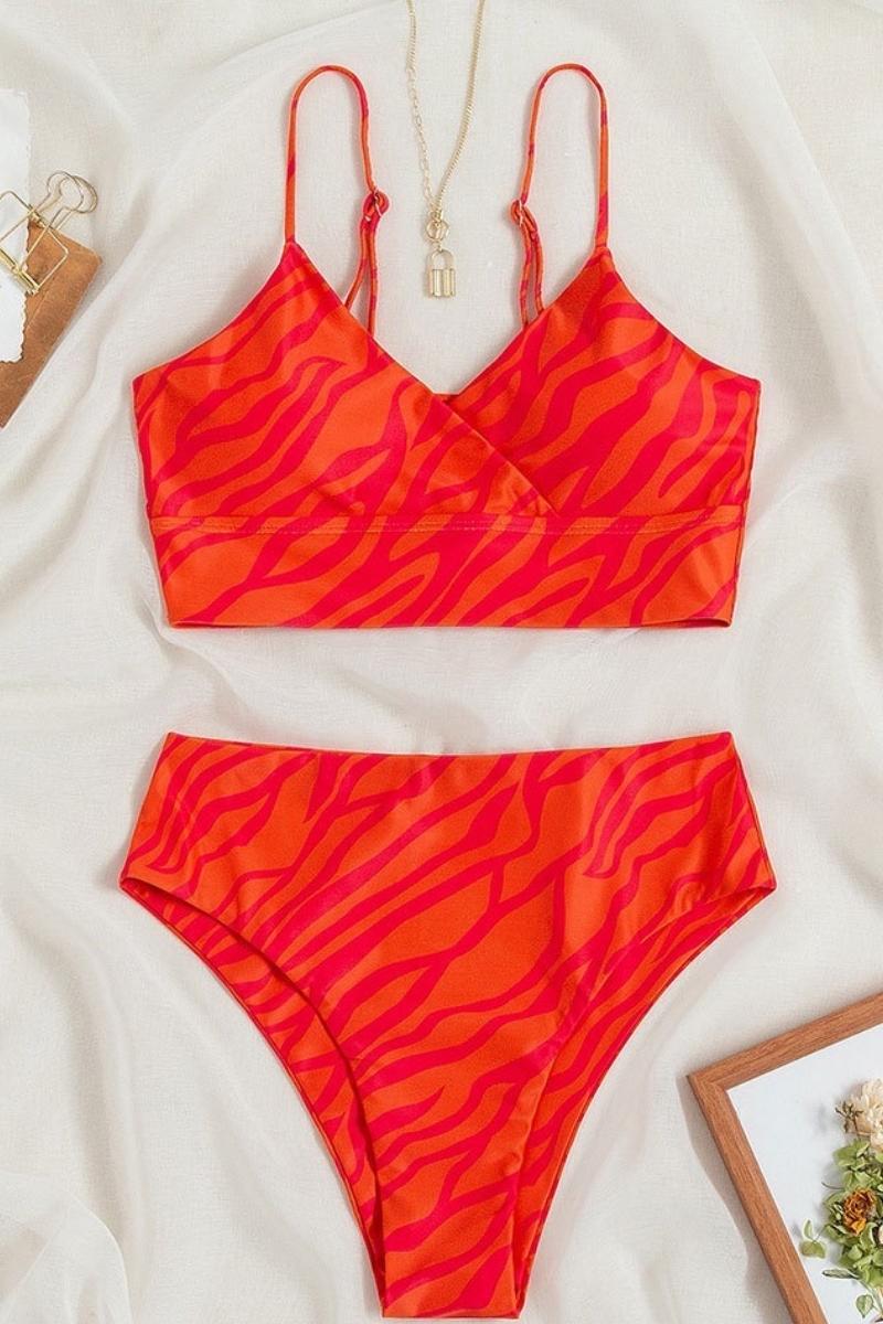 Printed Spaghetti Strap Bikini Set Swimsuit