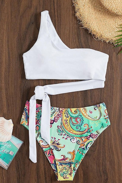 Colorful Paisley Two Piece Swimsuit White